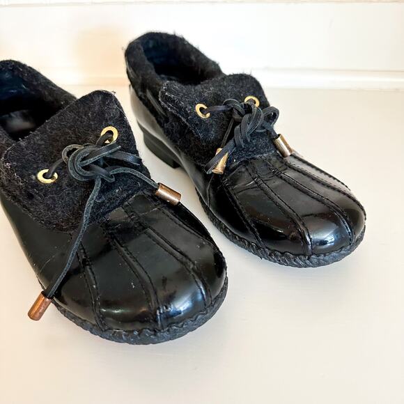 Tory Burch Leather Low Top Rain Duck Rain Boots Black 6M - Picture 2 of 7